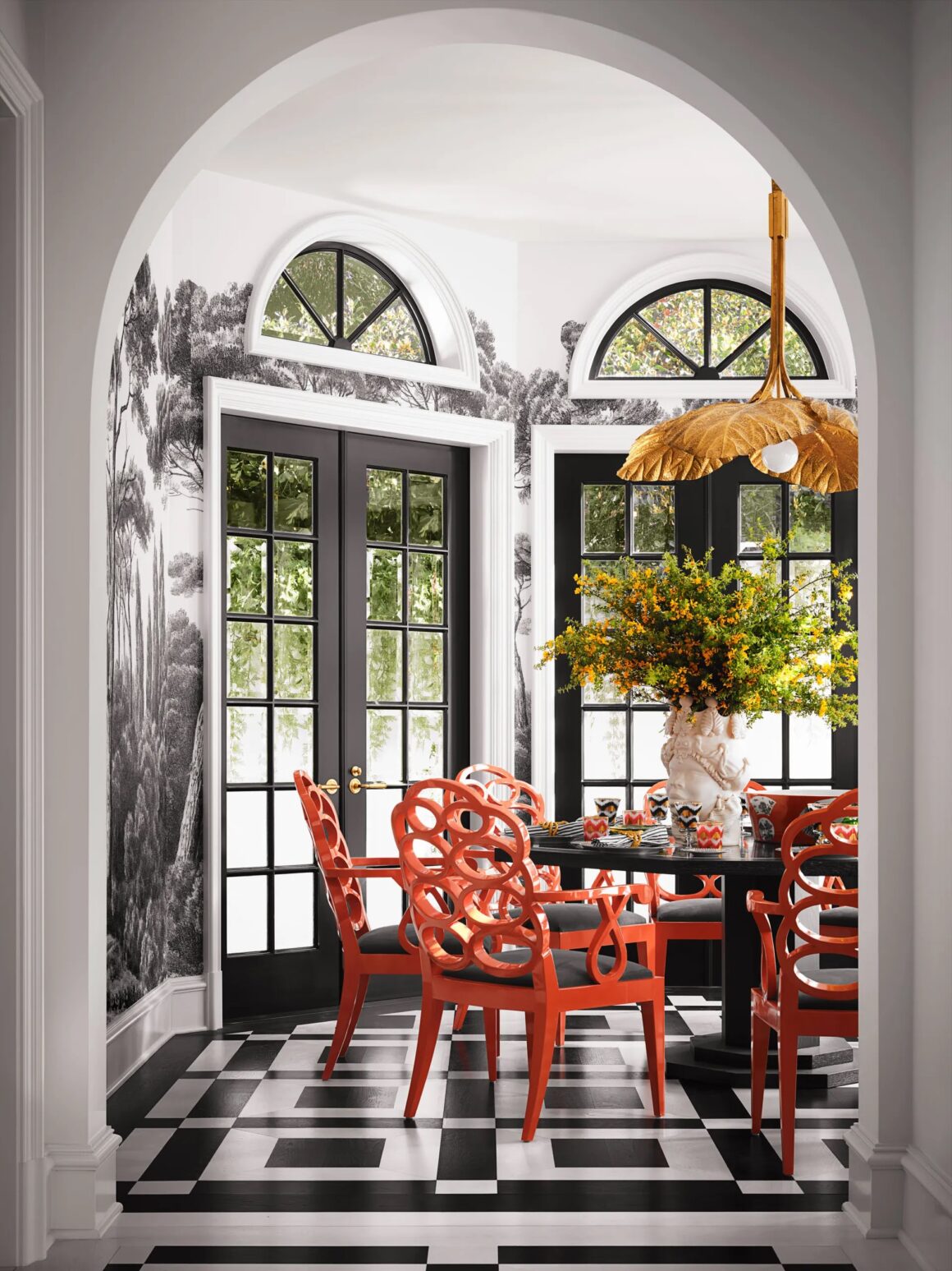 RuPaul's breakfast nook featuring a 1970s gold fixture belonging to Yves Saint Laurent